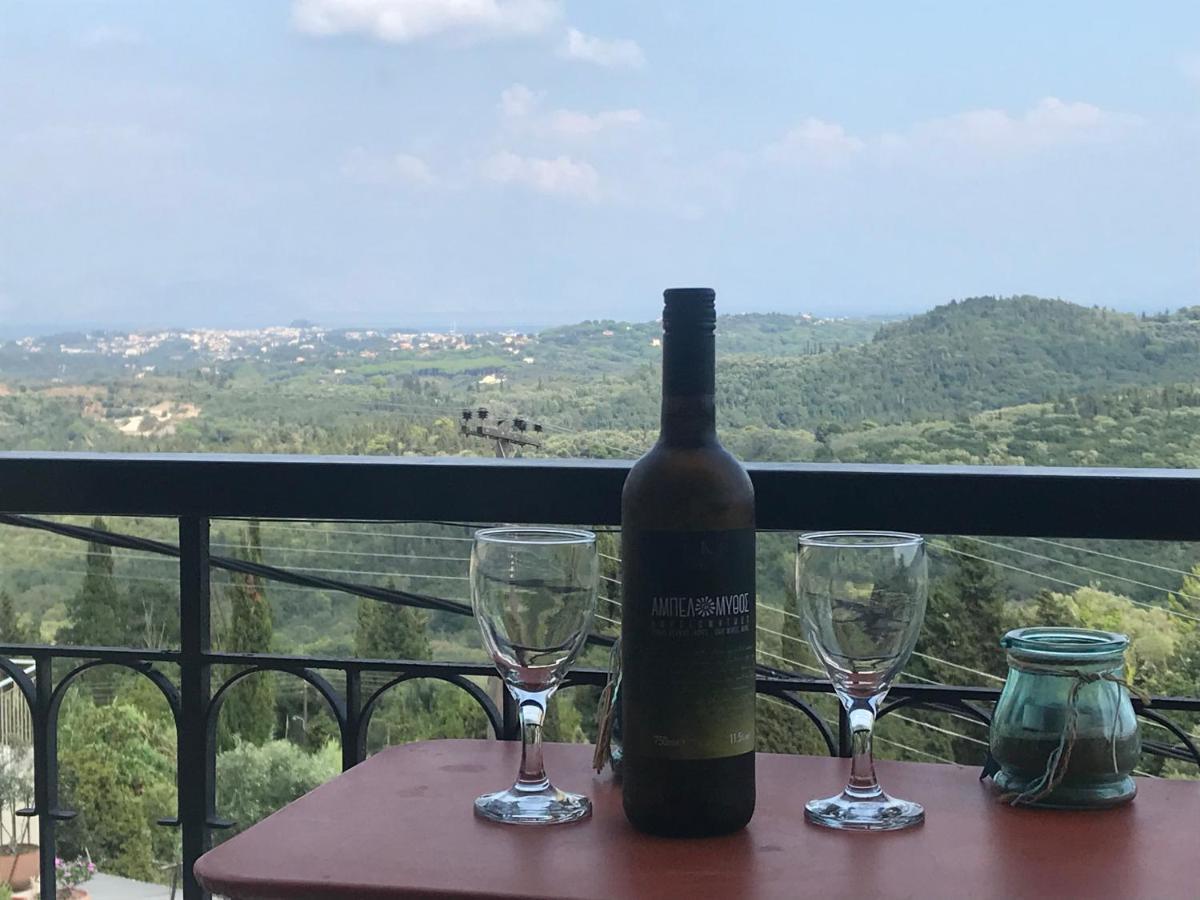 Schoenes Familienappartement In Pelekas, Corfu Mit Meerblick Buitenkant foto