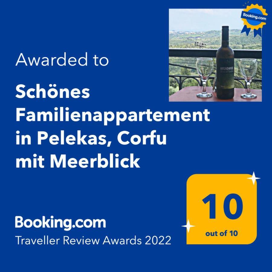 Schoenes Familienappartement In Pelekas, Corfu Mit Meerblick Buitenkant foto